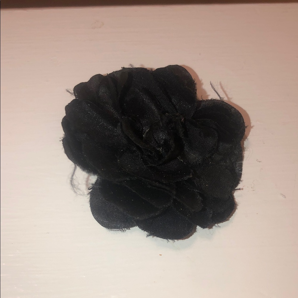 Black Fabric Flower Hair Clip - Women Accessories